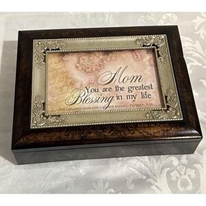 Cottage Garden "Mother You Are The Greatest Blessing" burlwood jewelry music box